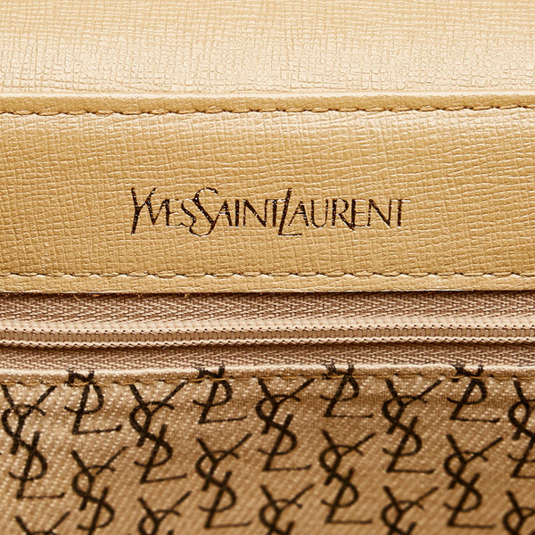 サンローラン ブラウン　ベージュ PVC レザー クラッチバッグ レディース SAINT LAURENT 【中古】