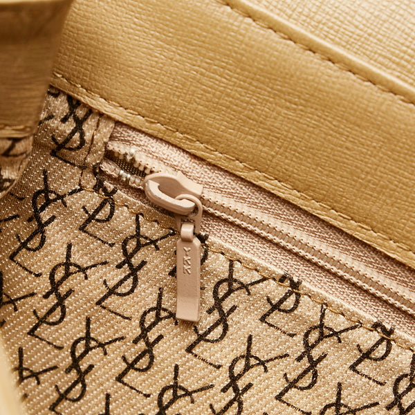 サンローラン ブラウン　ベージュ PVC レザー クラッチバッグ レディース SAINT LAURENT 【中古】