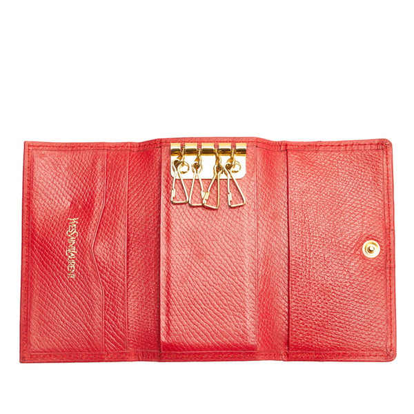 サンローラン スタッズ レッド レザー キーケース レディース SAINT LAURENT 【中古】