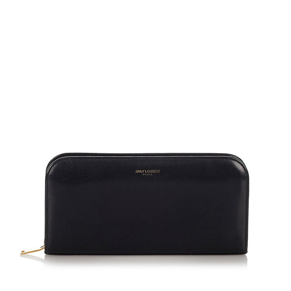 サンローラン ブラック レザー ラウンドファスナー 長財布 レディース SAINT LAURENT 【中古】