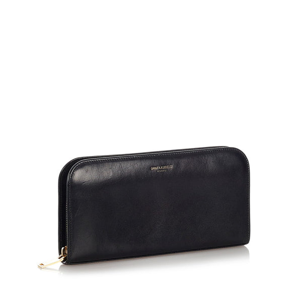 サンローラン ブラック レザー ラウンドファスナー 長財布 レディース SAINT LAURENT 【中古】