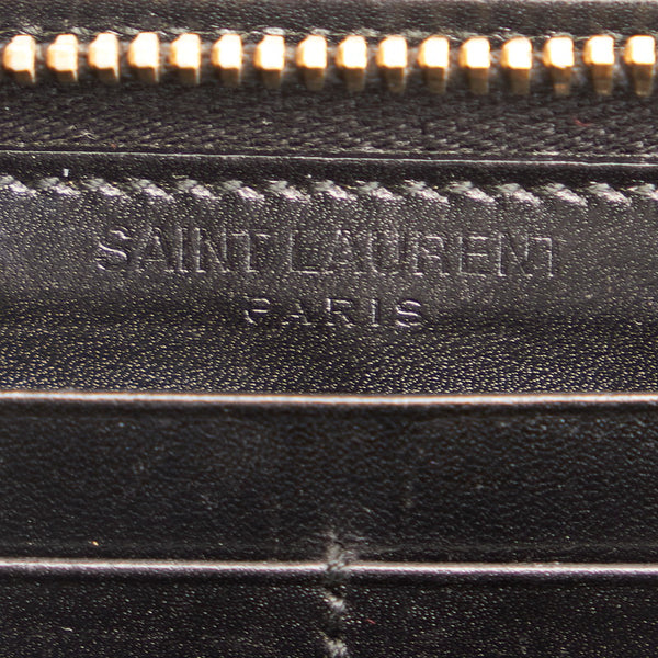 サンローラン ブラック レザー ラウンドファスナー 長財布 レディース SAINT LAURENT 【中古】