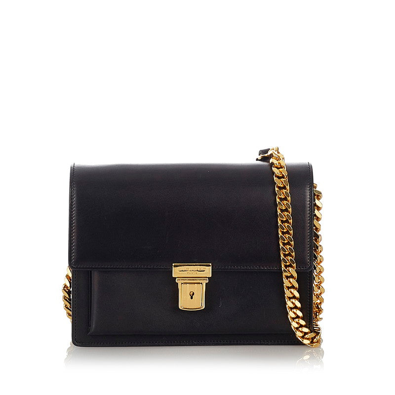 サンローラン ブラック レザー チェーン ショルダーバッグ レディース SAINT LAURENT 【中古】