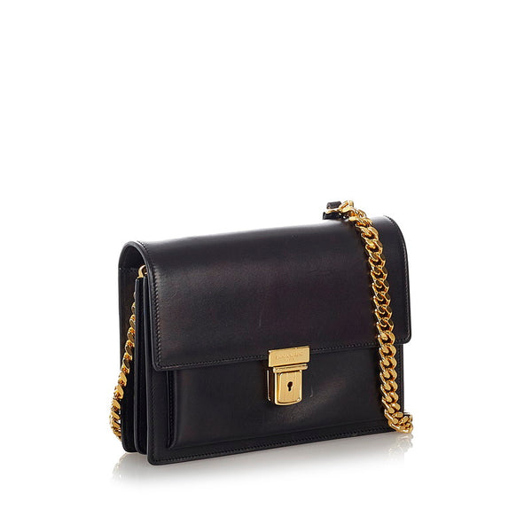 サンローラン ブラック レザー チェーン ショルダーバッグ レディース SAINT LAURENT 【中古】