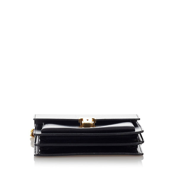 サンローラン ブラック レザー チェーン ショルダーバッグ レディース SAINT LAURENT 【中古】