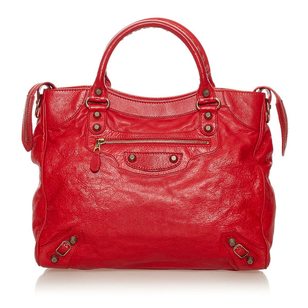 バレンシアガ シティ 282010 レッド レザー ハンドバッグ ショルダーバッグ 2WAY レディース BALENCIAGA 【中古】