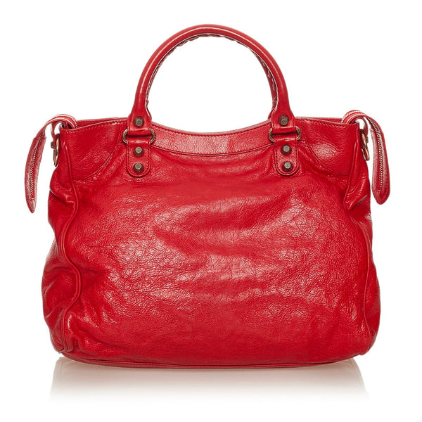 バレンシアガ シティ 282010 レッド レザー ハンドバッグ ショルダーバッグ 2WAY レディース BALENCIAGA 【中古】