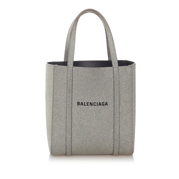 バレンシアガ エブリデイ ハンドバッグ ショルダーバッグ 2WAY シルバー ラメ レザー レディース BALENCIAGA 【中古】
