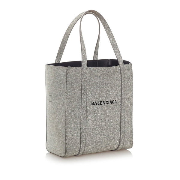 バレンシアガ エブリデイ ハンドバッグ ショルダーバッグ 2WAY シルバー ラメ レザー レディース BALENCIAGA 【中古】