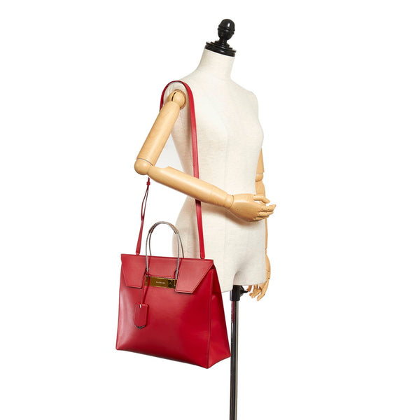 バレンシアガ 398993 レッド レザー トートバッグ ショルダーバッグ 2WAY  レディース BALENCIAGA 【中古】
