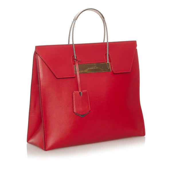 バレンシアガ 398993 レッド レザー トートバッグ ショルダーバッグ 2WAY  レディース BALENCIAGA 【中古】