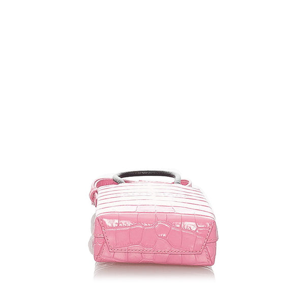 バレンシアガ ショッピング フォンホルダー ハンドバッグ ショルダーバッグ 2WAY 593826 ピンク ブラック レザー レディース BALENCIAGA 【中古】