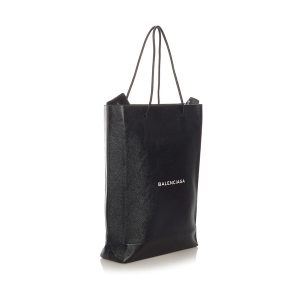 バレンシアガ ノースサウス ショッピングバッグM トートバッグ 482545 ブラック レザー メンズ BALENCIAGA 【中古】