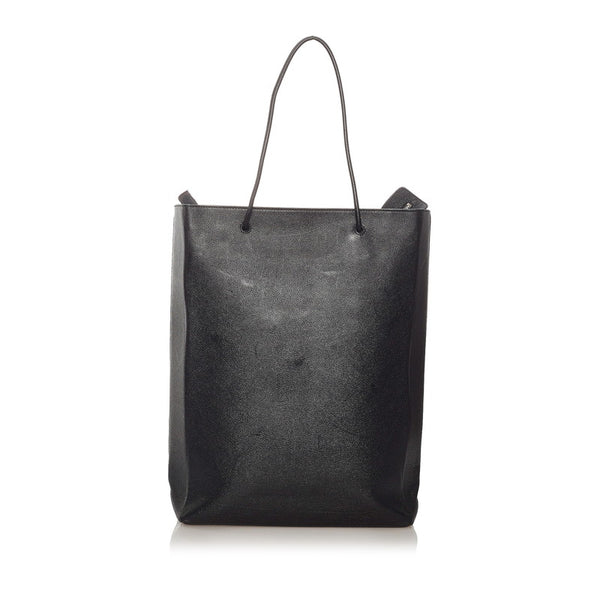 バレンシアガ ノースサウス ショッピングバッグM トートバッグ 482545 ブラック レザー メンズ BALENCIAGA 【中古】