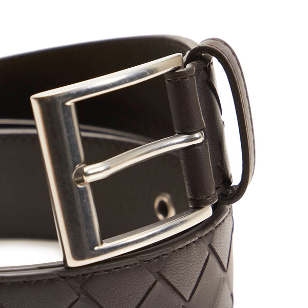 ボッテガヴェネタ イントレチャート ブラック レザー ベルト メンズ BOTTEGAVENETA 【中古】