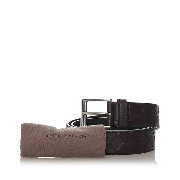 ボッテガヴェネタ イントレチャート ブラック レザー ベルト メンズ BOTTEGAVENETA 【中古】