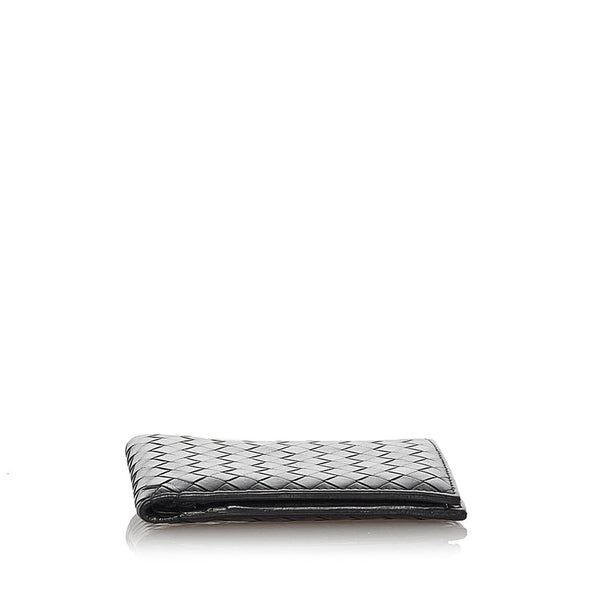 ボッテガヴェネタ イントレチャート ブラック レザー 二つ折り財布 メンズ BOTTEGAVENETA 【中古】