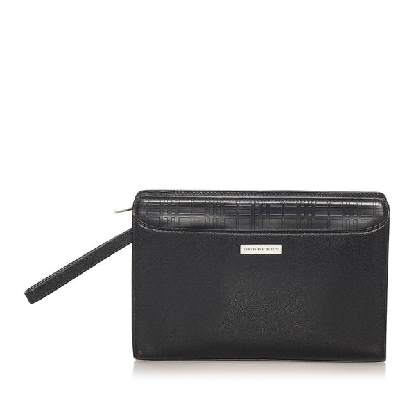 バーバリー ブラック レザー セカンドバッグ メンズ BURBERRY 【中古】