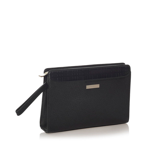 バーバリー ブラック レザー セカンドバッグ メンズ BURBERRY 【中古】