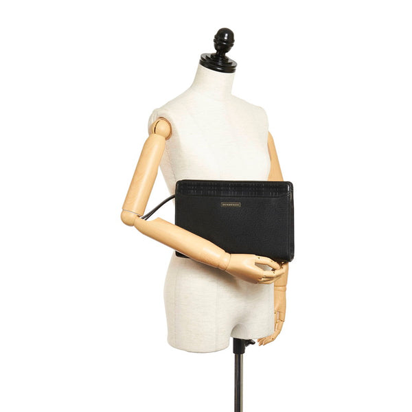 バーバリー ブラック レザー セカンドバッグ メンズ BURBERRY 【中古】