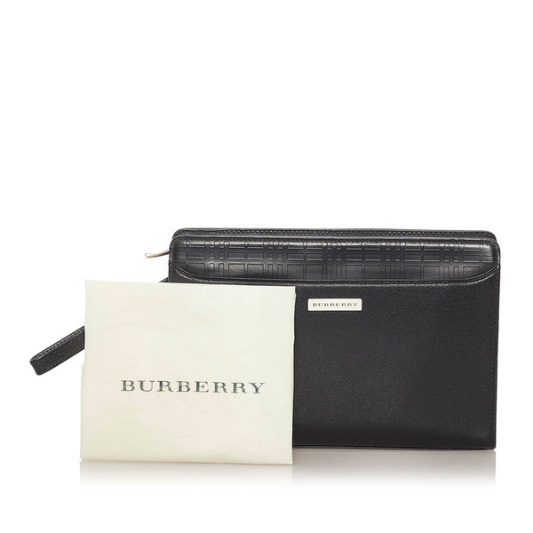 バーバリー ブラック レザー セカンドバッグ メンズ BURBERRY 【中古】