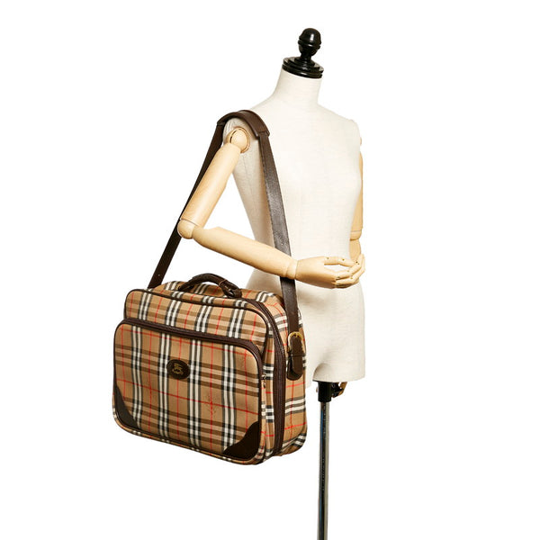 バーバリー ノバチェック ベージュ ブラック キャンバス ボストンバッグ ショルダーバッグ 2WAY メンズ BURBERRY 【中古】