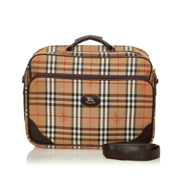 バーバリー ノバチェック ベージュ ブラック キャンバス ボストンバッグ ショルダーバッグ 2WAY メンズ BURBERRY 【中古】