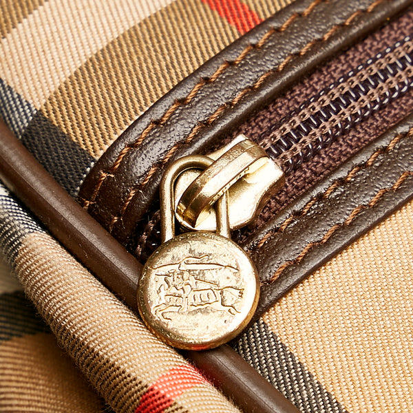 バーバリー ノバチェック ベージュ ブラック キャンバス ボストンバッグ ショルダーバッグ 2WAY メンズ BURBERRY 【中古】