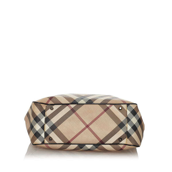 バーバリー ベージュ PVC レザー トートバッグ レディース BURBERRY 【中古】