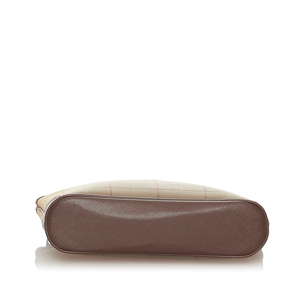 バーバリー クラッチバッグ カーキ ブラウン キャンバス レザー レディース BURBERRY 【中古】