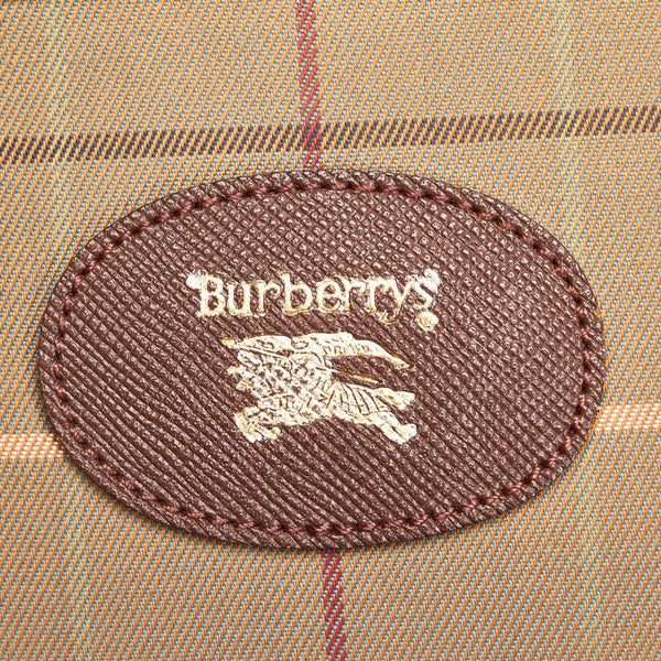 バーバリー クラッチバッグ カーキ ブラウン キャンバス レザー レディース BURBERRY 【中古】