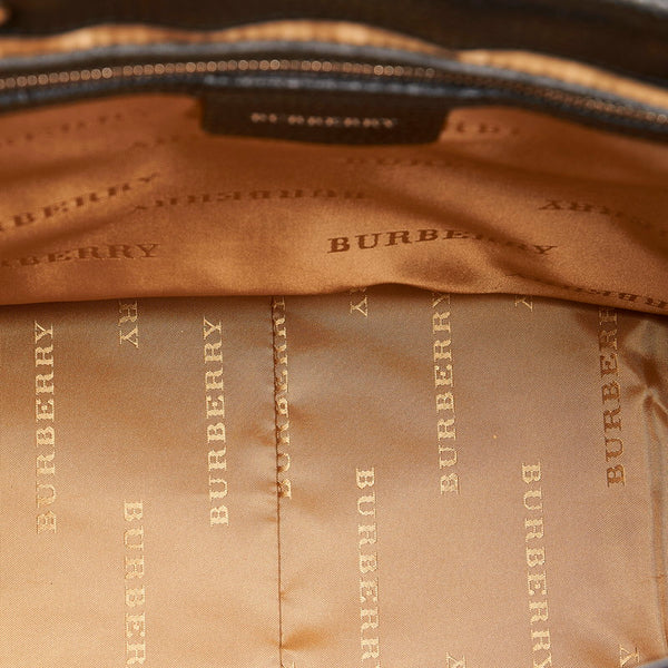 バーバリー ノバチェック ハンドバッグ ベージュ ブラック ナイロン レザー レディース BURBERRY 【中古】