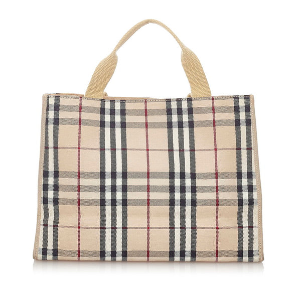 バーバリー ノバチェック ベージュ キャンバス ハンドバッグ レディース BURBERRY 【中古】