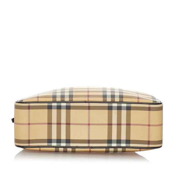 バーバリー ノバチェック ベージュ ブラック キャンバス ハンドバッグ レディース BURBERRY 【中古】