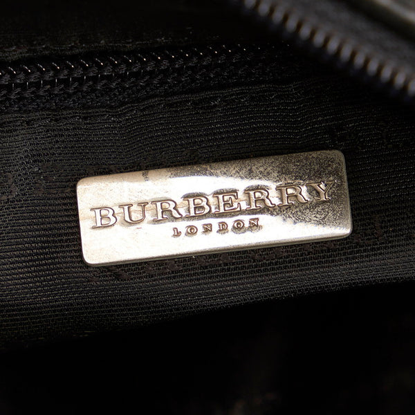 バーバリー ノバチェック ベージュ ブラック キャンバス ハンドバッグ レディース BURBERRY 【中古】