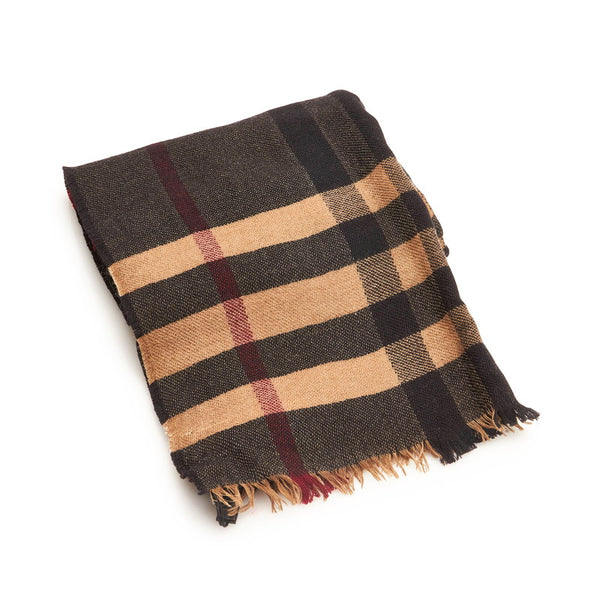 バーバリー チェック キャメル ウール マフラー レディース BURBERRY 【中古】