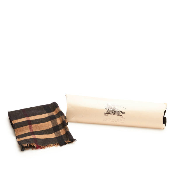 バーバリー チェック キャメル ウール マフラー レディース BURBERRY 【中古】
