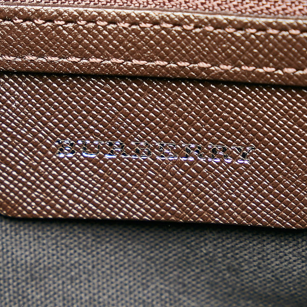バーバリー ノバチェック ベージュ ブラウン キャンバス レザー ショルダーバッグ レディース BURBERRY 【中古】