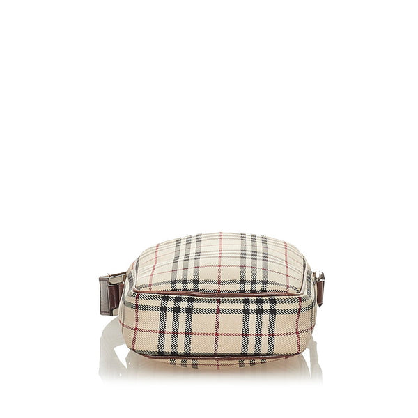 バーバリー ベージュブラウン キャンバス レザー ショルダーバッグ レディース BURBERRY 【中古】