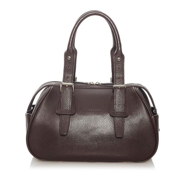 バーバリー ブラウン レザー ハンドバッグ レディース BURBERRY 【中古】