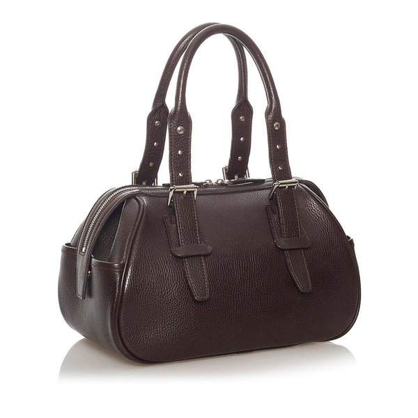 バーバリー ブラウン レザー ハンドバッグ レディース BURBERRY 【中古】