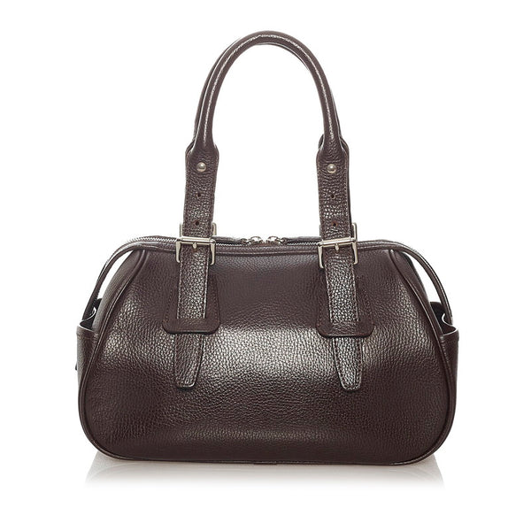 バーバリー ブラウン レザー ハンドバッグ レディース BURBERRY 【中古】