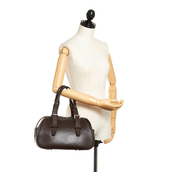 バーバリー ブラウン レザー ハンドバッグ レディース BURBERRY 【中古】