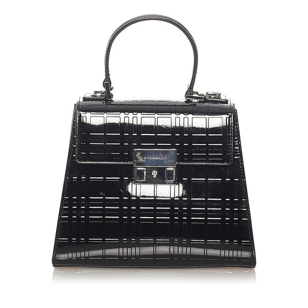 バーバリー ブラック エナメル ハンドバッグ ショルダーバッグ 2WAY  レディース BURBERRY 【中古】