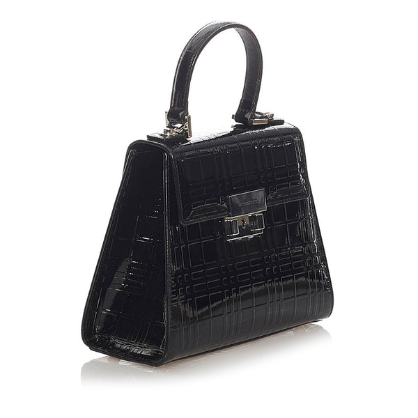 バーバリー ブラック エナメル ハンドバッグ ショルダーバッグ 2WAY  レディース BURBERRY 【中古】