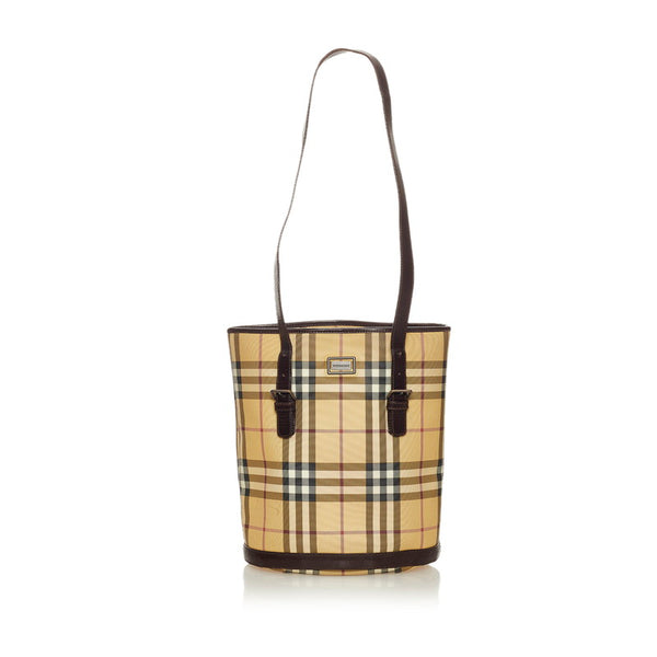 バーバリー ノバチェック ベージュ PVC レザー トートバッグ レディース BURBERRY 【中古】