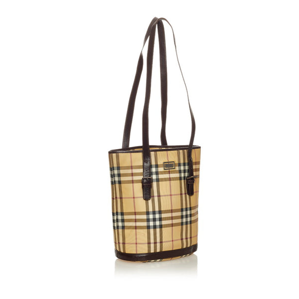 バーバリー ノバチェック ベージュ PVC レザー トートバッグ レディース BURBERRY 【中古】