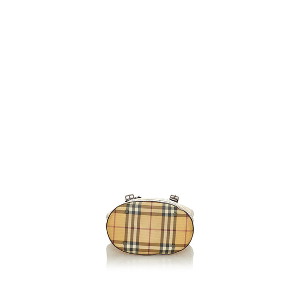 バーバリー ノバチェック ベージュ PVC レザー トートバッグ レディース BURBERRY 【中古】