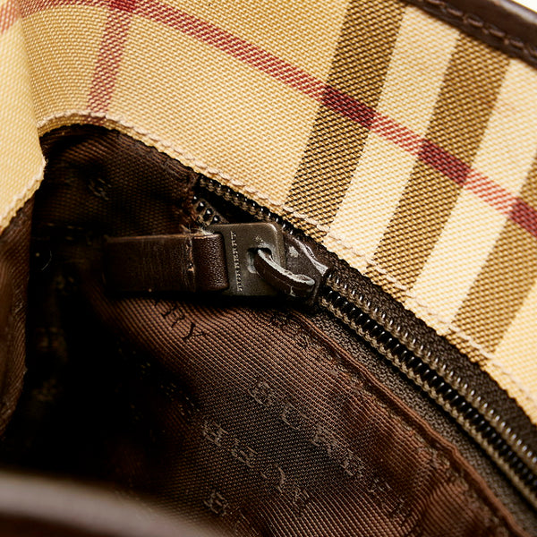 バーバリー ノバチェック ベージュ PVC レザー トートバッグ レディース BURBERRY 【中古】
