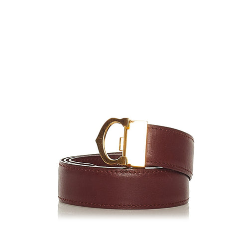 カルティエ ブラウン レザー ベルト レディース CARTIER 【中古】